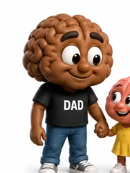 Brain character dressed as a parent