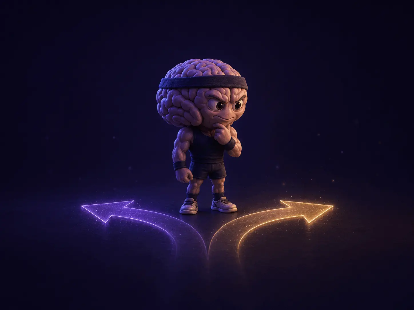 3D brain character choosing an intentional response